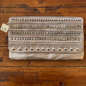 Lola silver studded clutch - unused with tags